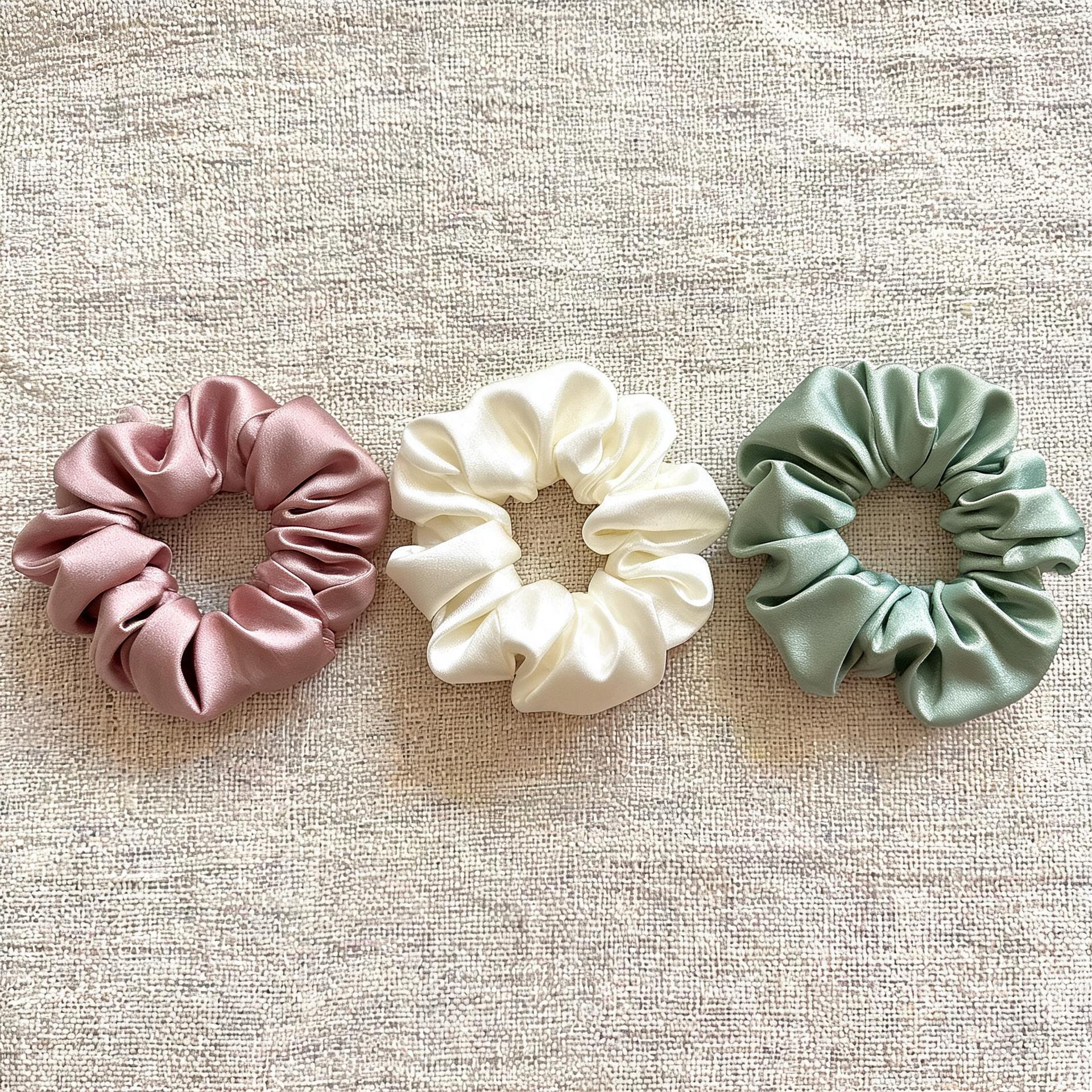 Silk scrunchie trio